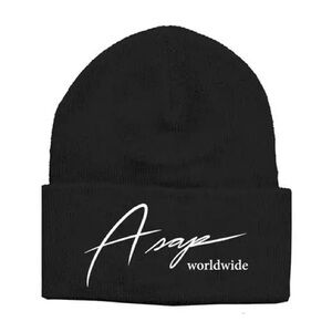 ASAP Worldwide from A$AP Rocky Black Beanie with White Logo